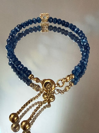 Blue Jade Bracelet with 18K Gold Accents