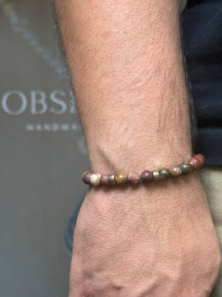 Matte Tiger’s Eye Men’s Bracelet with 925 Sterling Silver