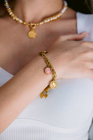 18K Gold-Plated Stainless Steel Charm Bracelet