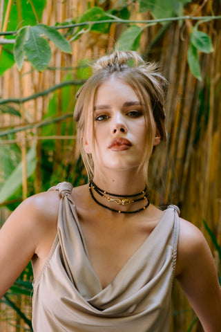 Black Spinel Multiway Necklace with Leopard Connector