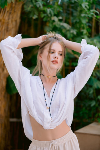 Black Spinel Multiway Necklace with Leopard Connector