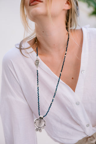 Blue Sapphire & Lapis Lazuli Tribal Pendant