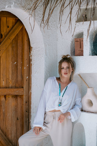 Asymmetrical Turquoise & Malachite Long Necklace