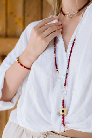 Red Wine Jade Multiway Necklace