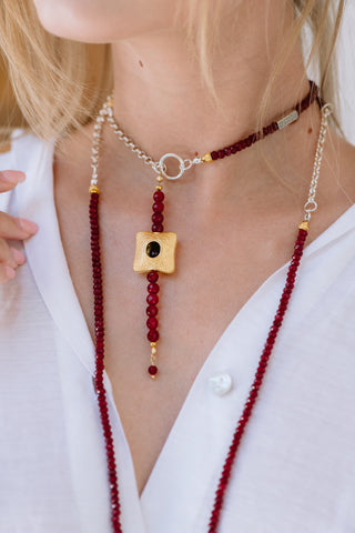 Red Wine Jade Multiway Necklace