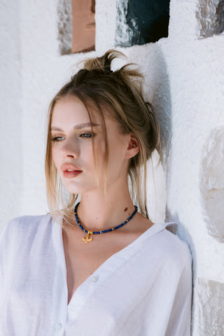 Isis Lapis Lazuli Necklace with 18K Gold-Plated Sterling Silver