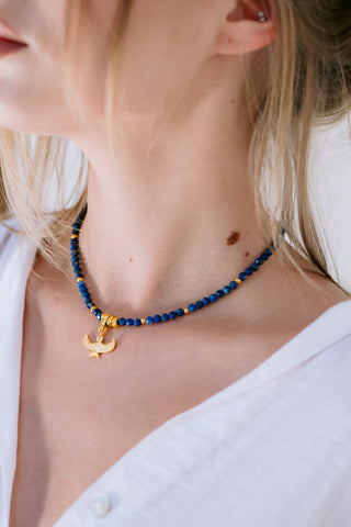 Isis Lapis Lazuli Necklace with 18K Gold-Plated Sterling Silver
