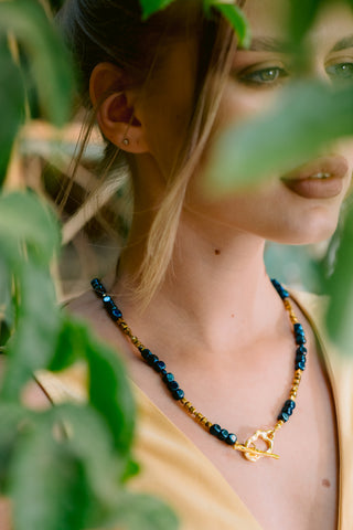 Blue & Gold Hematite Necklace