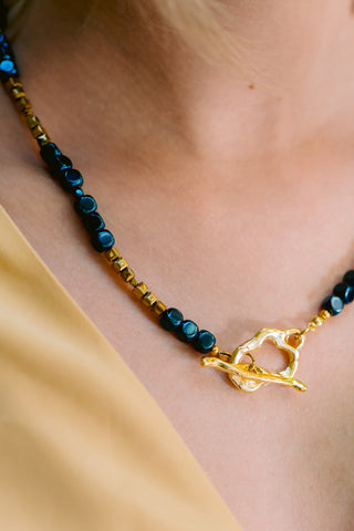 Blue & Gold Hematite Necklace