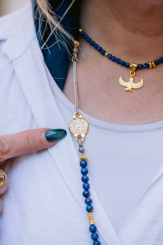 925 Sterling Silver & 18K Gold-Plated Sterling Silver lapis necklace