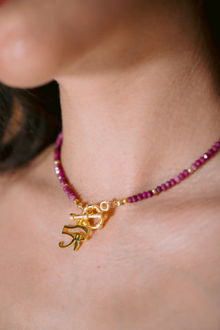 Ruby Necklace - 18K Gold-Plated