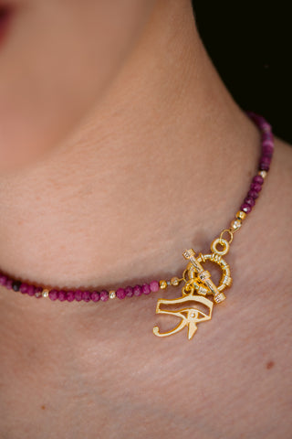Ruby Necklace - 18K Gold-Plated
