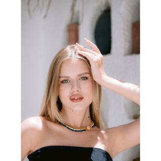 Three-Layered Jade Necklace - Sterling Silver 18K Gold Plated