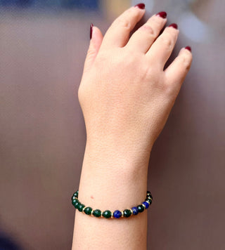 Green Chalcedony & Lapis Lazuli Toggle Bracelet