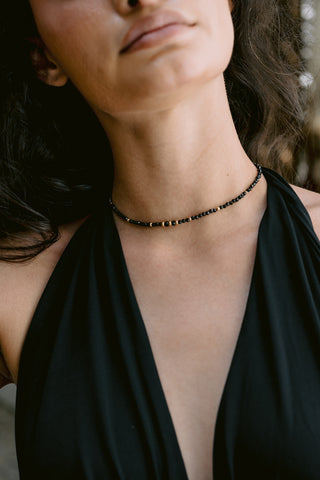 Black Elegance | Black Spinel & 9K Gold Necklace
