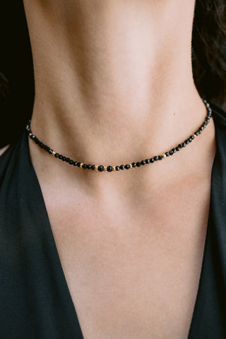 Black Elegance | Black Spinel & 9K Gold Necklace