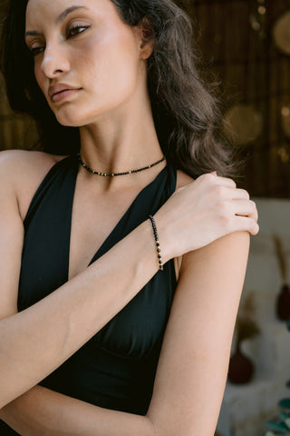 Black Elegance | Black Spinel & 9K Gold Necklace