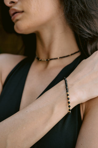 Black Elegance | Black Spinel & 9K Gold Necklace