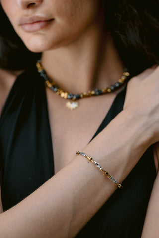 Golden Vision | Gold & Grey Hematite Eye Pendant Necklace