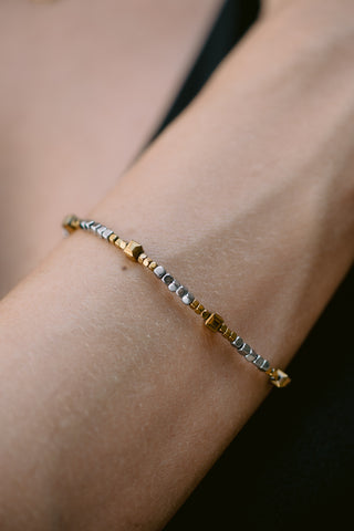 Golden Rhythm | Gold & Silver Hematite Bracelet