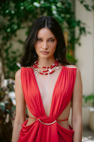 Abstract Expression | Natural Coral & Freshwater Pearl Necklace