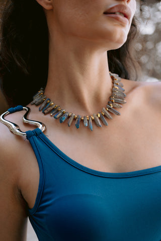 Raw Elegance | Rainbow Quartz Statement Necklace