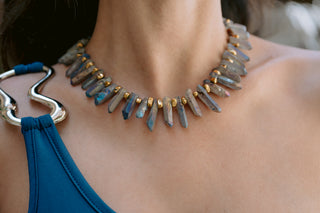 Raw Elegance | Rainbow Quartz Statement Necklace