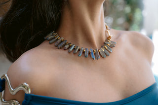 Raw Elegance | Rainbow Quartz Statement Necklace