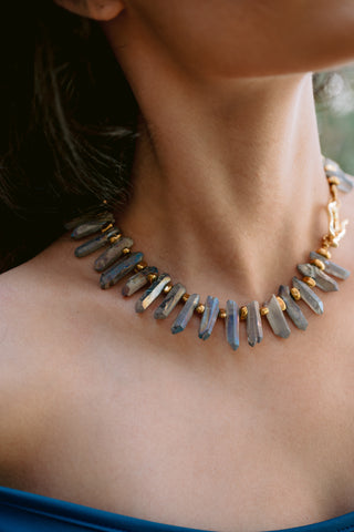 Raw Elegance | Rainbow Quartz Statement Necklace