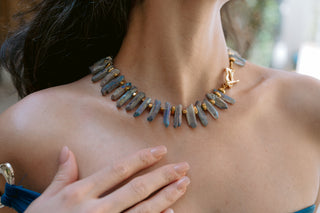 Raw Elegance | Rainbow Quartz Statement Necklace