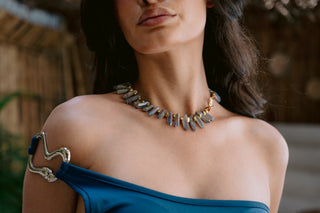 Raw Elegance | Rainbow Quartz Statement Necklace