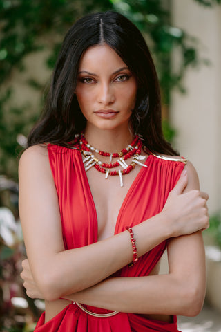 Abstract Expression | Natural Coral & Freshwater Pearl Necklace