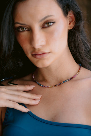 Colour Harmony | Multicolour Sapphire & 9K Gold Necklace