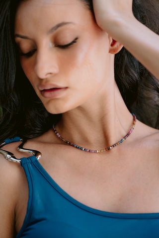 Colour Harmony | Multicolour Sapphire & 9K Gold Necklace