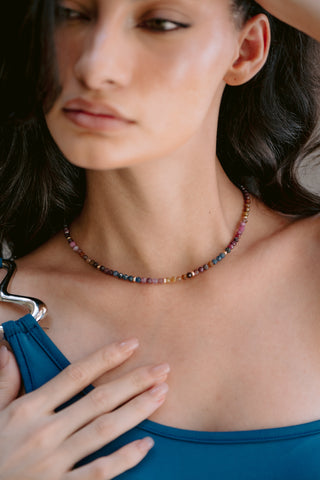 Colour Harmony | Multicolour Sapphire & 9K Gold Necklace