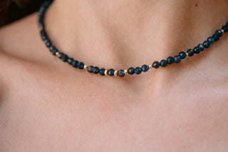 Indigo Elegance | Blue Sapphire & 9K Gold Necklace