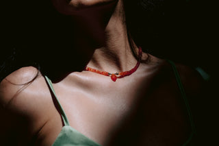Sunset Flame | Ombré Carnelian & 9K Gold Necklace