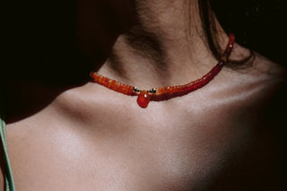 Sunset Flame | Ombré Carnelian & 9K Gold Necklace