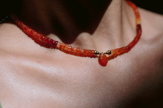 Sunset Flame | Ombré Carnelian & 9K Gold Necklace