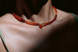 Sunset Flame | Ombré Carnelian & 9K Gold Necklace