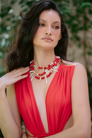 Abstract Expression | Natural Coral & Freshwater Pearl Necklace