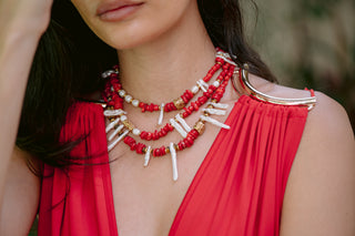 Abstract Expression | Natural Coral & Freshwater Pearl Necklace