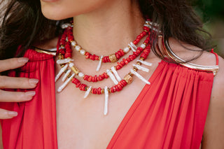 Abstract Expression | Natural Coral & Freshwater Pearl Necklace