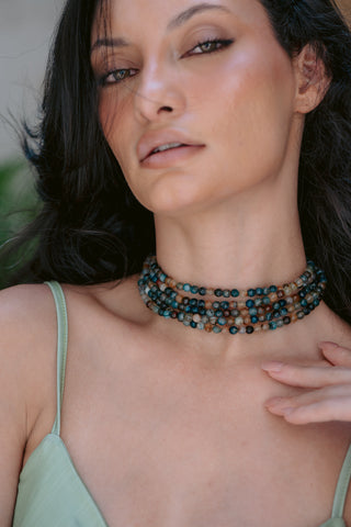 Ocean Mosaic | Five-Layer Agate Choker Necklace