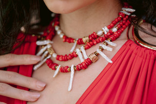 Abstract Expression | Natural Coral & Freshwater Pearl Necklace