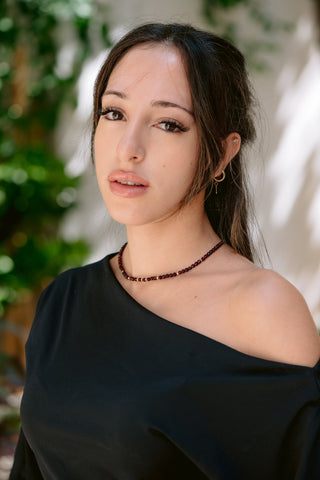 Burgundy Elegance | Garnet & 9K Gold Necklace