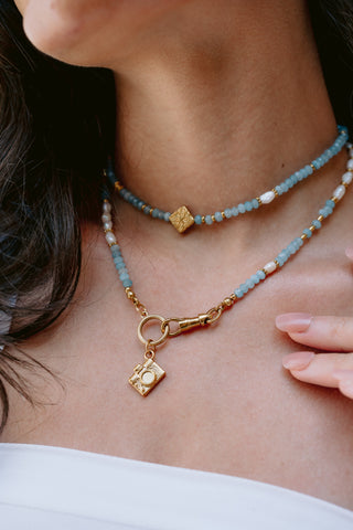 Azure Versatility | Blue Jade & Freshwater Pearl Multiway Necklace