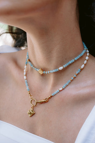 Azure Versatility | Blue Jade & Freshwater Pearl Multiway Necklace
