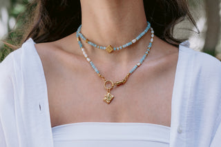 Azure Versatility | Blue Jade & Freshwater Pearl Multiway Necklace