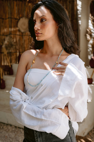 Azure Versatility | Blue Jade & Freshwater Pearl Multiway Necklace